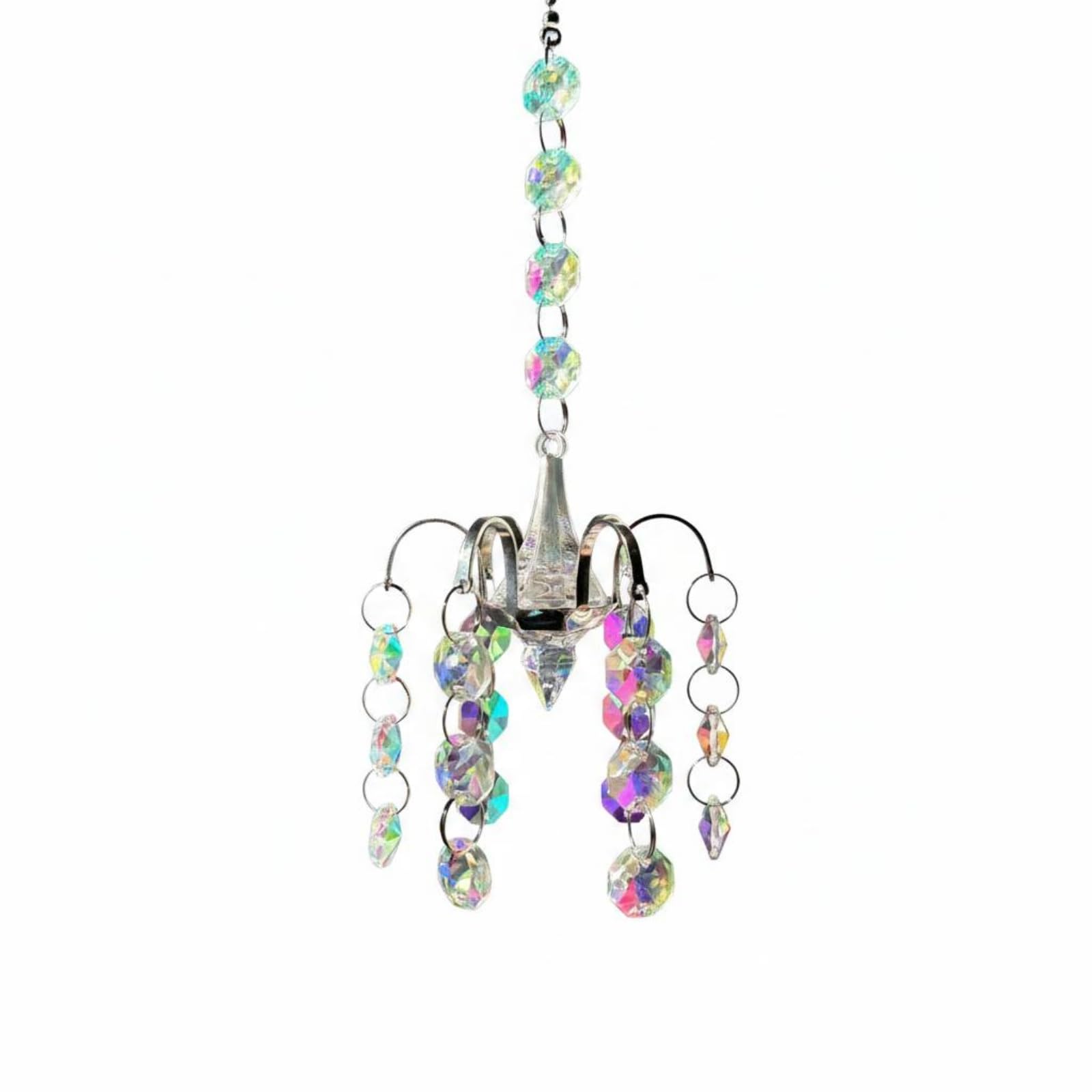 Rainbow Reflection Chandelier Crystal Ornament Faceted Crystal Suncatcher Metal Chain Sun Catcher Clear for Window, Sunny Location, Paw Octagon Bead-image-23