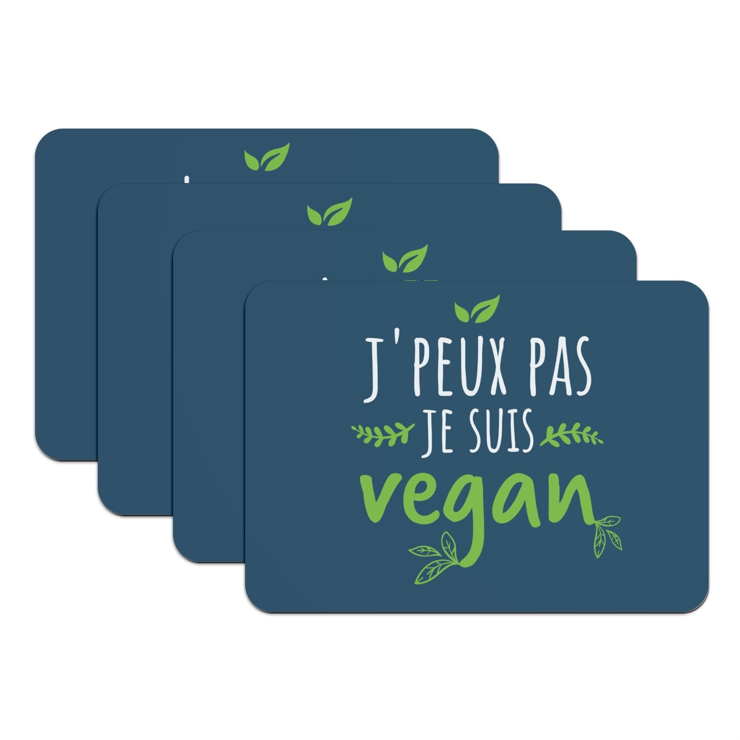 Sets de table vegan végétarien respect animal bleu pour afficher fièrement vos valeurs