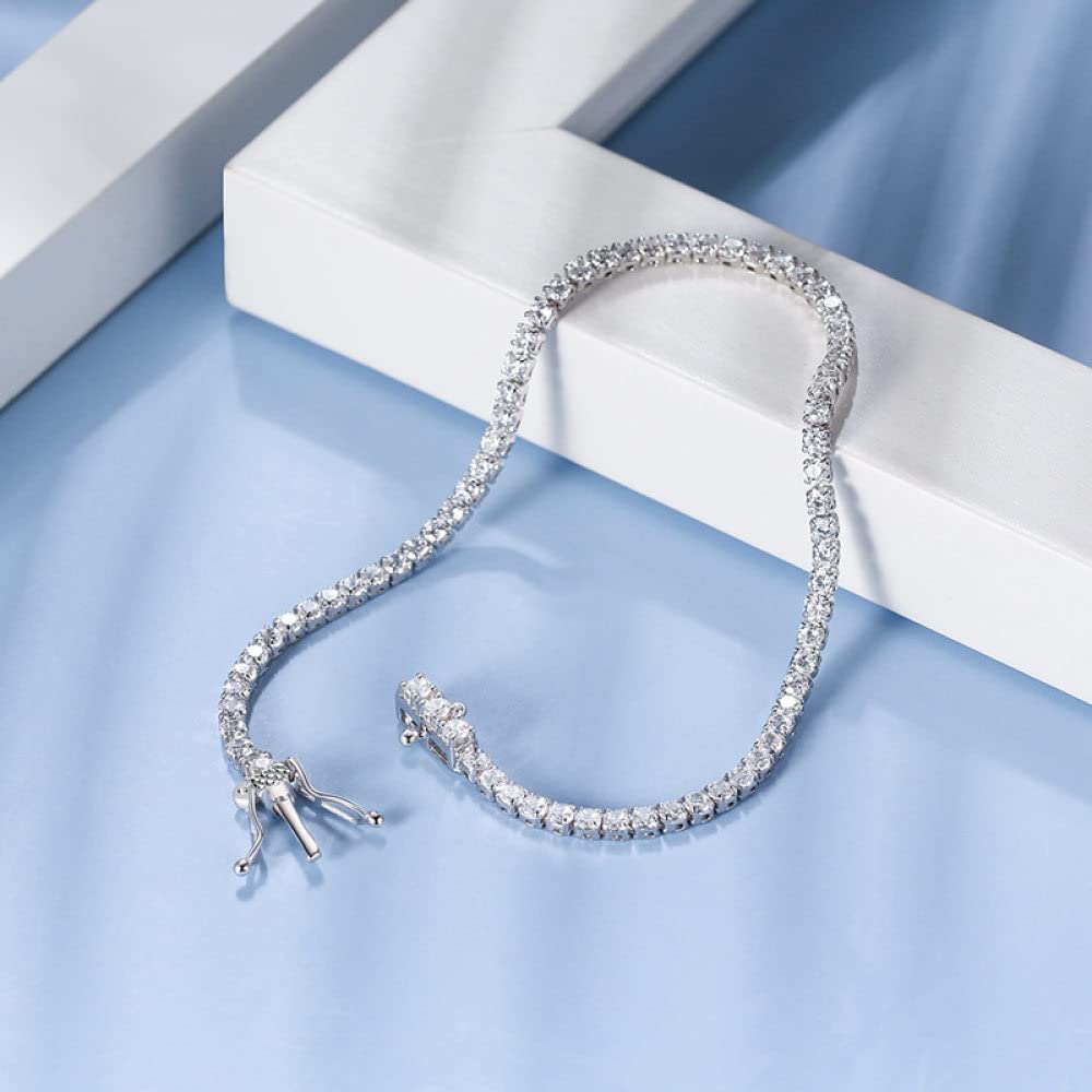 Damen Armband,Exquisites Armband Aus S925-Sterlingsilber, 2 Mm, Micro-Set, Zirkonia, Charm-Tennisarmbänder, Leichter Luxus-Diamant, X-Link-Armbänder, Schmuck Für Damen, Herren, Geschenk, 7,5 Zoll
