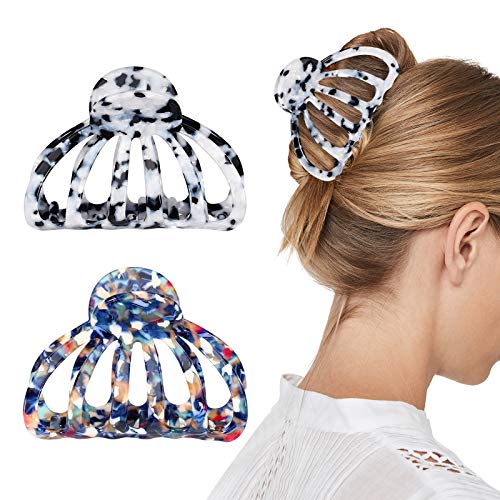 Shinowa Lot de 2 Pinces à Cheveux Antidérapante Femme, Grands Clips Griffe de Cheveux, Clips Cheveux pour Cheveux Épais fins, Pinces à Griffes Accessoires de Cheveux pour Femmes Filles, Coloré Cover
