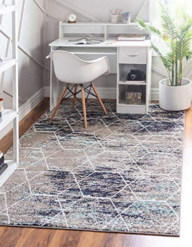 Trellis Frieze Area Rug – geometric blue multi