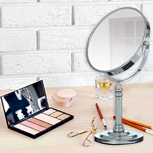 Naysaye Round Tabletop Makeup Mirror - 6 Inch Double Sided Vanity Mirror With 3X Magnification Two Sided Swivel Magnifying Standing Mirror #TOP5