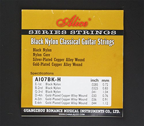 10Pcs Alice A107Bk Nylon Core Gold Plated Copper Alloy Wound 4-Th Fourth Single D Classical Guitar Strings Hard Tension (.030 Inch/0.76Mm) #TOP1
