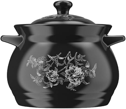 Olla de cerámica para estofado de cerámica, resistente al desgaste, multiusos, con asas, cubierta resistente al calor para personas, hermoso diseño