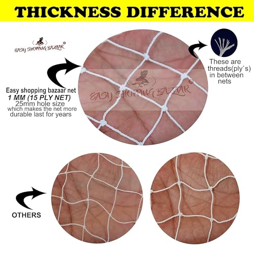 Image of EasyShoppingBazaar Bird Net /Pigeon Net /Anti Bird Net UV Stabilized HDPE (with Clips & Tying Ropes) Black - 7 x 18 Ft