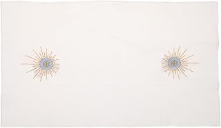 Milisten Mantel de Altar de Lino Blanco Bordado para Comunión Sacramental, Corporal de Iglesia para Misas y Bodas, Purificador Litúrgico de Algodón para Ceremonias Religiosas