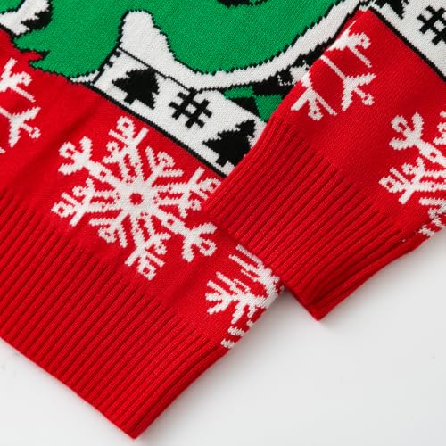 Image of Ugly Christmas Sweater Kids Girls Boys Reindeer Snowflake Knitted Xmas Holiday Pullover Sweater 2-9 Years Old