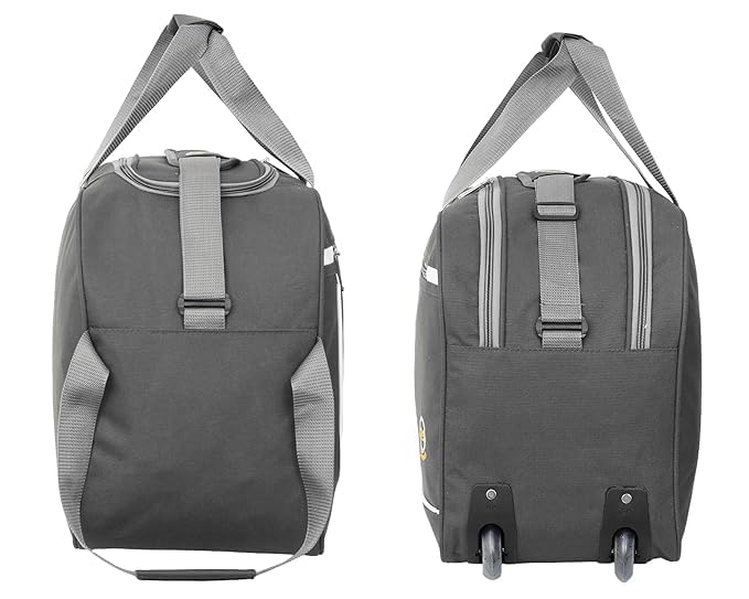 Image of 65L Strolley Duffel Bag - Travel Bag Waterproof Polyester Lightweight Luggage Bags with 2 Wheel (Grey)