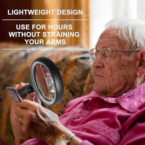 Magnifying Glass with 30 LED Lights, 10X 20X 45X Handheld Illuminated Lighted Magnifier with 1UV Light for Seniors Reading, Inspection, Coins, Jewelry, Exploring Light Magnifying Glass (Orange) - Thumbnail 2