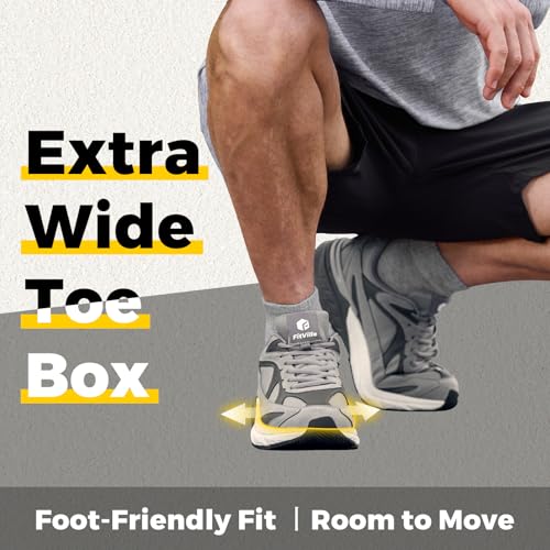 FitVille Men's Extra Wide Sneakers Wide Toe Box Shoes Comfortable Walking Shoes Orthopedic Plantar Fasciitis Shoes Athletic Arch Support Neuropathy - Rebound NEO V42