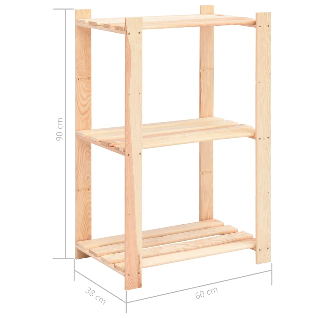 Générique Étagère de Stockage 3 Niveaux 60x38x90 cm Pin Solide 150 kg,Entreprise & Industrie,Stockage Industriel,Étagères industrielles,286201