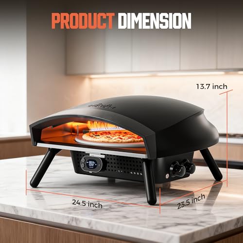 BIG HORN PRIME 16 Inch Propane Pizza Oven,Outdoor Gas Pizza Oven with Rotating System and Integrated Thermometer,Propane Pizza Maker with Hose & Regulator,Include Pizza Shovel for Camping or Gathering - Image 6