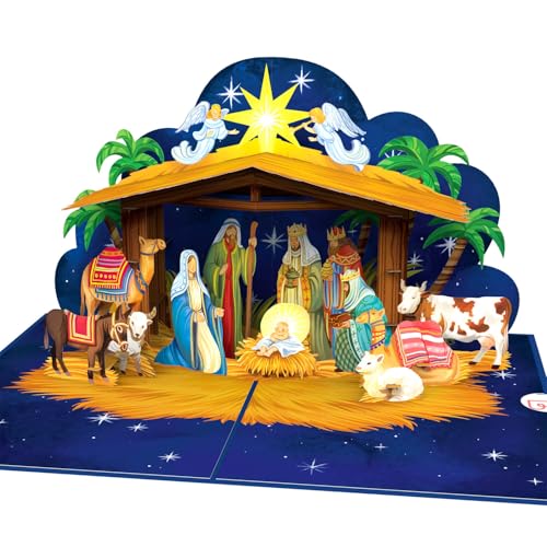 Tarjeta desplegable de navidad con diseño cristiano en 3d