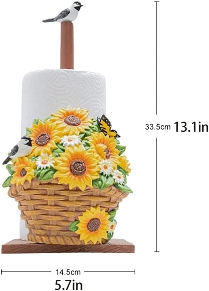 Paper Towel Dispenser Paper Towel Dispenser, Sunflower Decorative Tissue Holder, Resin Craft Toilet Tissue Holder, Tissue Dispenser, Paper Holder High Capacity