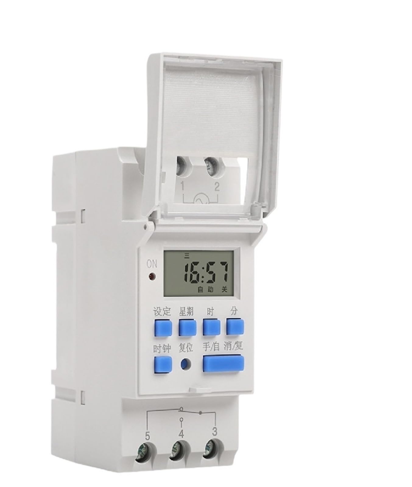 Programmable DIN Rail Digital Timer Switch 2P 220VAC 12V / 24V DC 15A 16 On Off Schedules 15min-24h -10-40℃(AC220V)