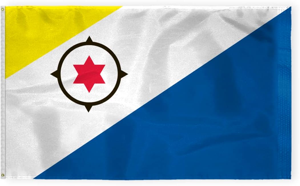 AGAS Bonaire Flag 2x3 ft Outdoor 200D Nylon Double Stitched Hem Never Rust Brass Grommets Canvas Header Dutch Carribean Bonaire National Flag