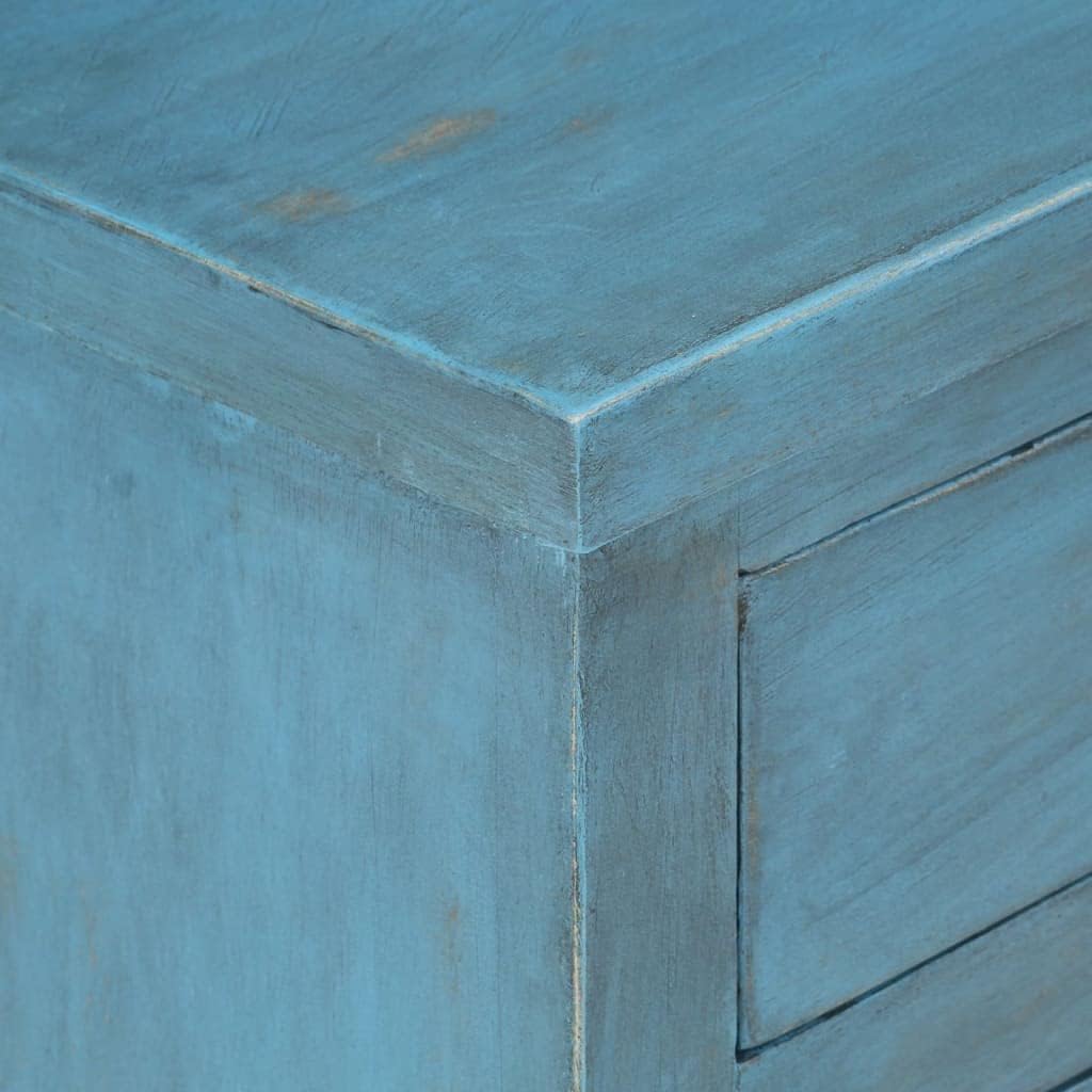 vidaXL Bedside Table Blue Solid Mango Wood Bedside Table Rectangular
