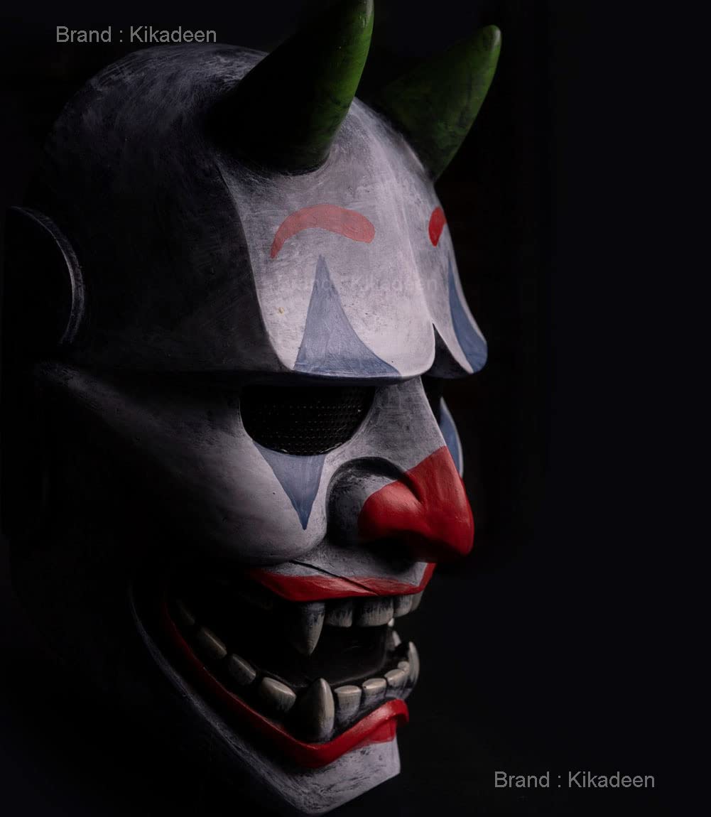 Masque Hannya Japonais KK02 - Airsoft, Cosplay, Halloween - Blanc Fibre De Verre