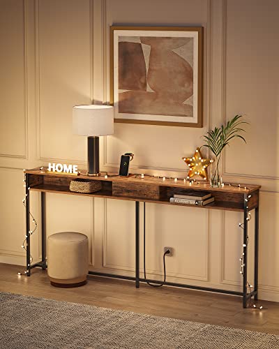 Vasagle Narrow Console Table - 70.9 Inch Sofa Table With 2 Outlet And 2 Usb Ports, Long Entryway Table For Hallway, Behind The Couch, Home Office Or Living Room Ulnt118B01 #TOP1