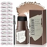 Eyebrow Stamp Stencil Kit with Brush - Long-Lasting Eyebrow Powder Waterproof & Smudge-Proof Brow Shaping Kit with 24 Reusable Eyebrow Stencils (Light Brown)