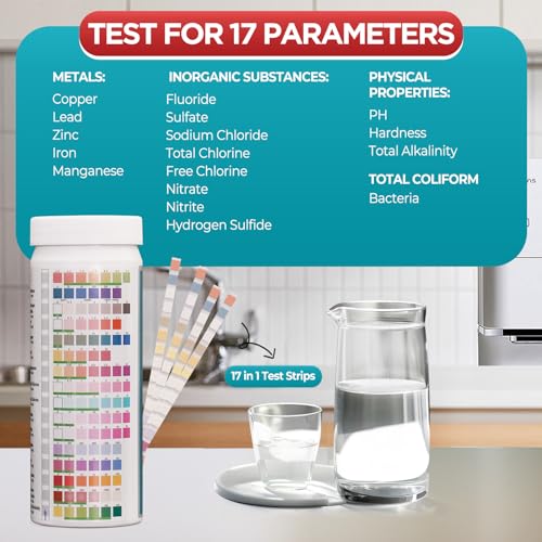 17 in 1 Water Testing Kits for Drinking Water, 125 Strips Water Hardness Test Kit, Tap and Well Water Test Kit for Lead, Iron, Fluoride, Copper, PH Test Strips and More - Thumbnail 2