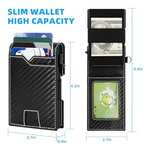 Carbon Fiber Wallet for Men - Slim Bifold RFID Blocking Wallet, Aluminum Credit Card Holder, Money Clip, 10 Card Slots, Gift for Adults4