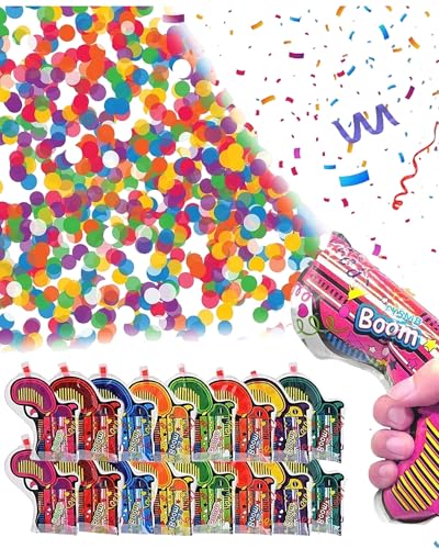 Yotlein 16 Piezas Cañones de Confeti, Pistola de Confeti Poppers, Fuegos Artificiales de Pistola Inflable Party para Carnaval, Cumpleaños, Bodas, Navidad
