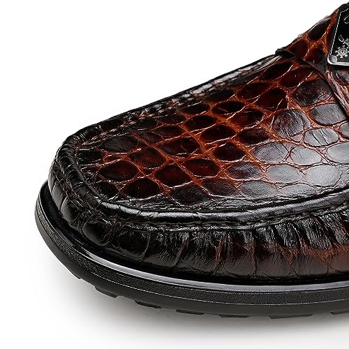 Luxury Leather Dress Shoes for Mens, Fashion Crocodile Printed Thick Sole Slip on Loafer Shoes for Gentleman, Business2