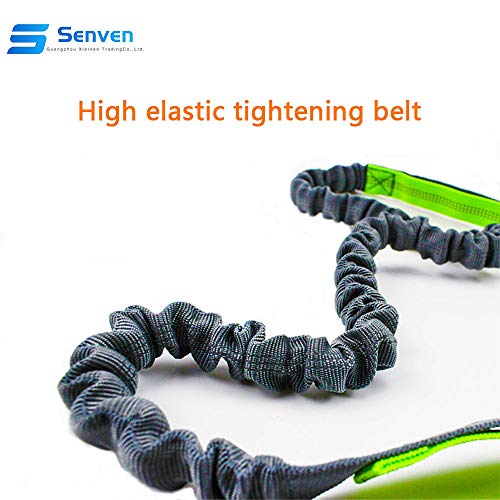 senvenelec Jogging hundeleine, einziehbare Hundeleine, Verstellbarer Gürtel Tragegriff Laufender Bungee-Hundegurt, reflektierender Gurt, Laufen, Gehen, Wandern Hyäne (grün, grau und grau)