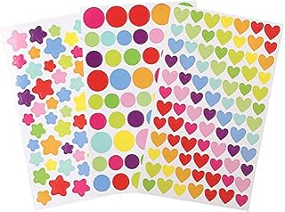 Reward Craft Stickers, 1200 Pieces Reward Stickers For Children include Star Stickers Heart Stickers Dot Stickers for Scrapbooking, Journal Stickers (18 Sheets Colorful)