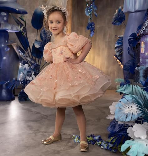 MASRAXO Flower Girl Dress Tulle - 3D Butterfly Appliques Flower Girl Dresses Ruffle Girls Ball Gown2