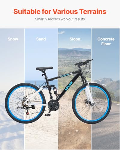VEVOR Mountain Bike, 26 inch MTB Bicycle with Full Dual Suspension, 21 Speeds Twist Shifting, Dual Disc Brakes, Aluminum Alloy Frame, for Men/Women