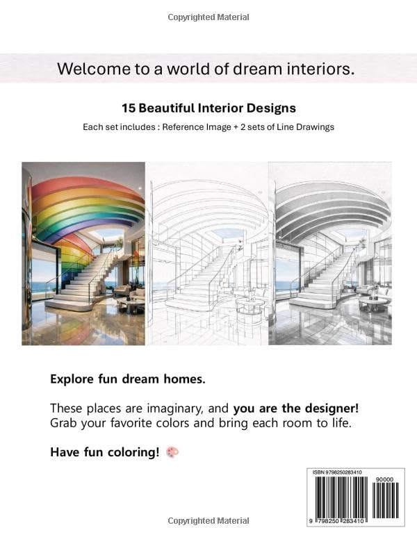 Modern Interior Coloring Book: Elegant Living Spaces, Designer Rooms & Sophisticated Home Décor for Creative Relaxation image 3