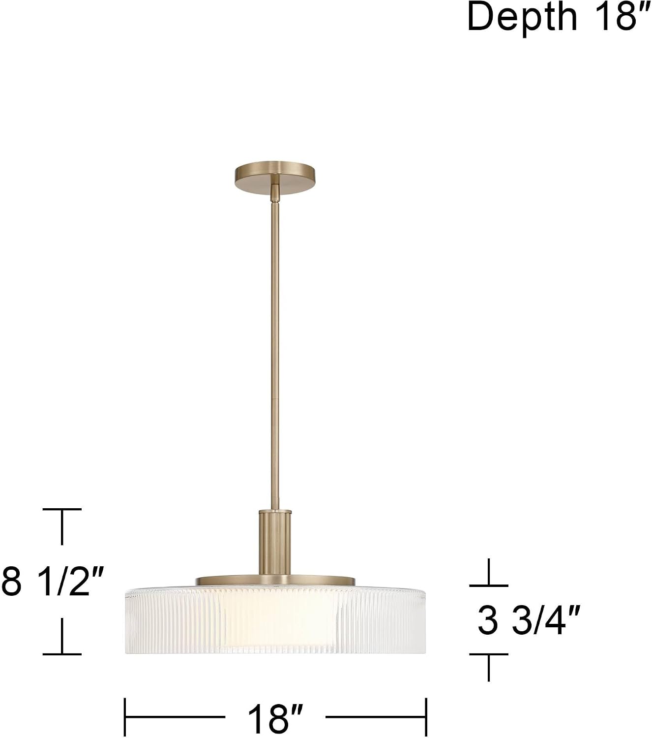 Possini Euro Design Possini Euro Gloria 18" Wide Satin Brass and Glass LED Pendant Light
