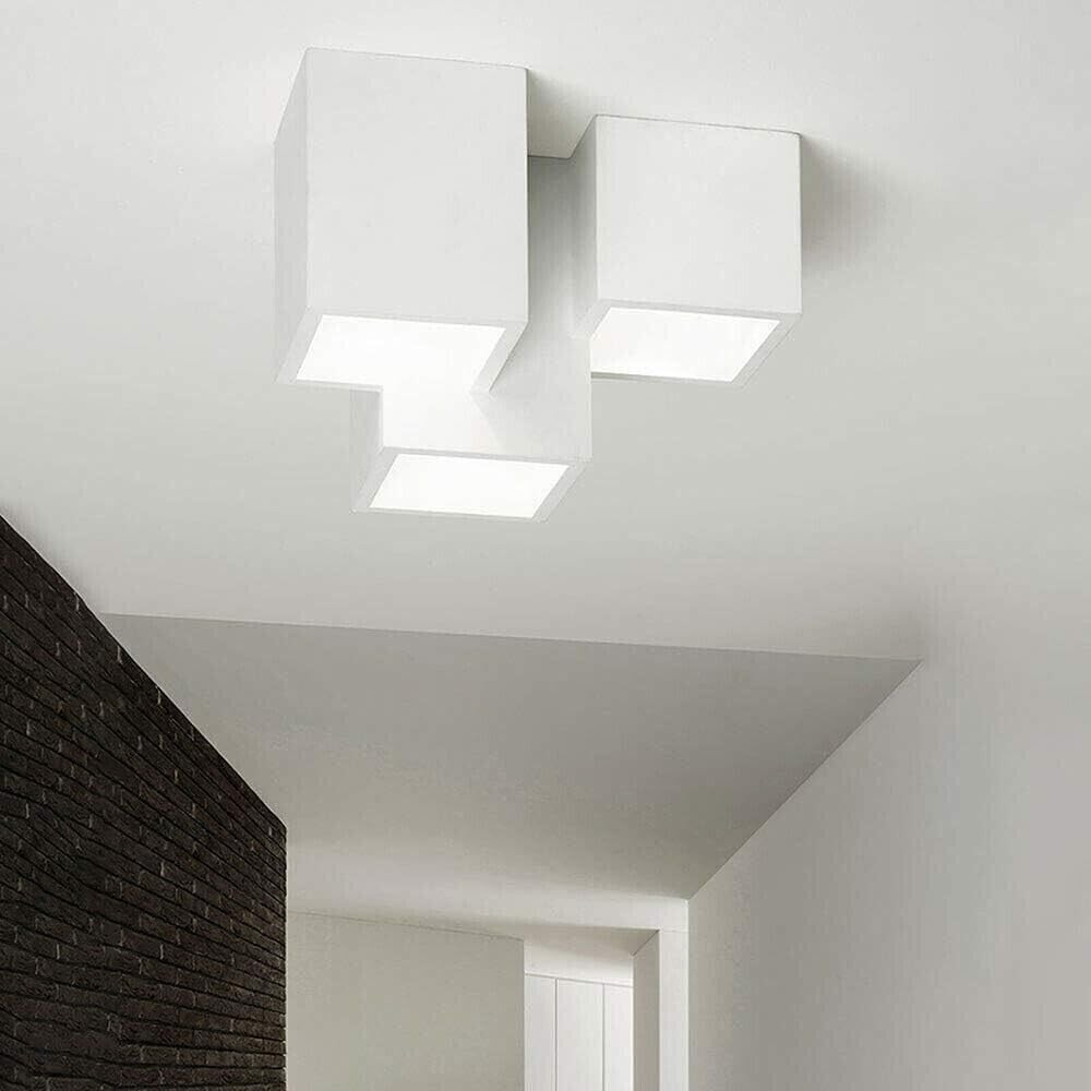 Lampadario da soffitto 3 cubi in gesso verniciabile supporto per faretto gu10