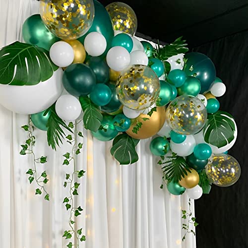 Image of Voircoloria 105pcs Dark Green Balloons 12inch Hunter Green Balloons for Birthday Dinosaur Baby Shower St. Patrick's Day Summer Jungle Forest Safari Party Decorations