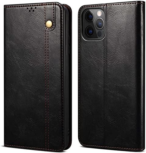 Étui portefeuille iPhone 14 Pro Max GUMMMY en cuir de qualité supérieure antichoc Svart