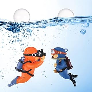 FRIUSATE 2 Pack Fish Tank Decorations, Lovely Diver Aquarium Decoration, Resin Floating Diver Landscape Ornament for Home Office Aquarium Accessories