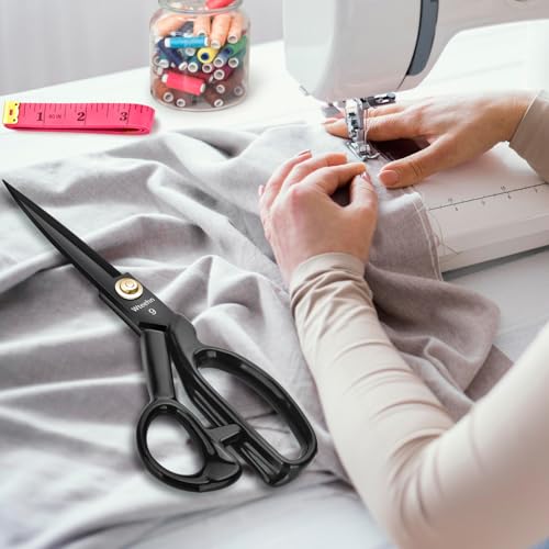 Fabric Scissors Professional, 9" Heavy Duty Sewing Scissor for Fabric Cutting, Tailor Sharp Sewing Shears for Cutting Leather craft Home Office Students Artists Dressmakers by Wteehn - Used condition - Image 7