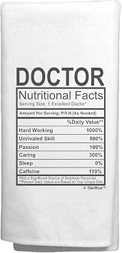 ThisWear Doctor Nutritional Facts Tea Towel - 1-Pack | Decorative Kitchen Towel, White, Medical Gifts