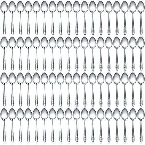 Nuogo 100 Pieces Dinner Spoons Set 6.69 Inches Silverware Spoons Bulk Stainless Steel Food Grade Tablespoons for Home Restaurant Kitchen Dishwasher Safe by Nuogo - Used condition - US$16.27
