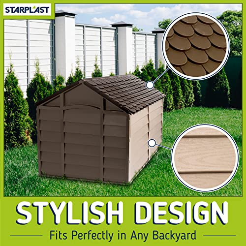 Starplast Small Dog Kennel: 1 Outdoor Plastic Pet House, Weather & Water Resistant, Easy To Assemble, 27.9 X 27.9 X 26.8 Inches, 2 Color Options 10-701 #TOP6