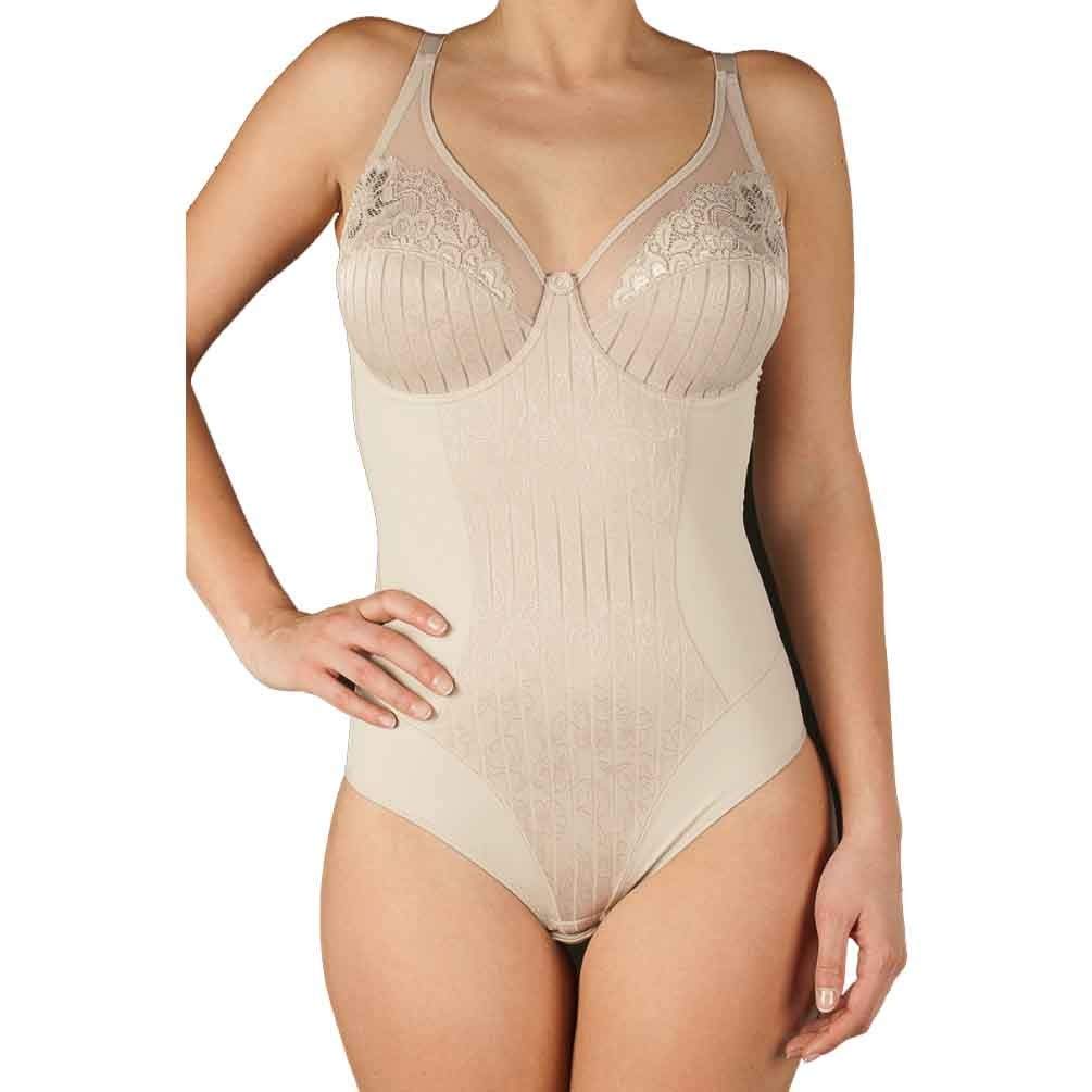 Selene, Body Mujer de Encaje con Motivo Floral, con Aros y Sin Relleno, Colección Mariluz