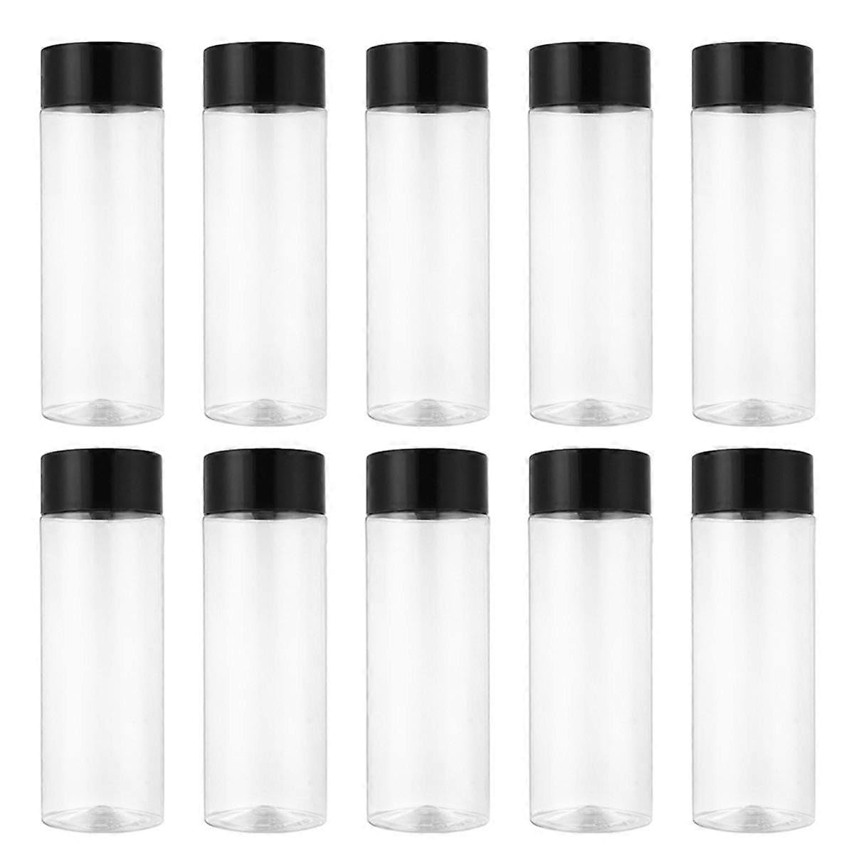 JOYHAPPST 10Pcs 400Ml/13.5Oz Plastic Juice Bottle Transparent Coarse Cereals Storage Container Beverage Bottle
