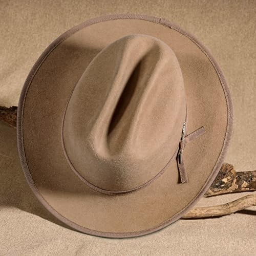 Image of Open Road Hat Fedora Hat Pure Wool Felt Hat Vintage Rancher Hat Airway Vented Panama Hats for Men Women