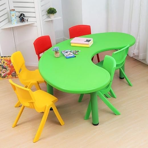 eHomeKart Kids Half-Moon Table – Front Round Shape, Perfect for Home Use (53 x 20 x 20 inches) – Color May Vary – Chairs N...