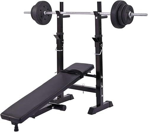 Miniatura 4 de Juego de soporte plegable ajustable para pesas y banco de pesas con función de ajuste de inclinación, entrenamiento de fuerza de cuerpo completo,