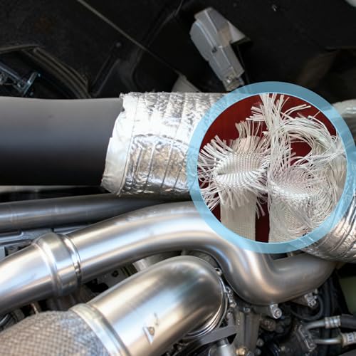 XoeLLe 200cm Abgasschlauch 25mm Hitzebeständiger Schlauch mit 2 Clips Standheizung Auspuff Dieselheizung Zubehör Fiberglass Sleeving High TEMP für Notstromaggregat, Lufterhitzer, Standheizung