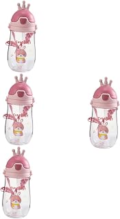Toyvian Garrafa De Água Com Canudinho De Coroa 4 Unidades Com Copo Garrafa De Água Para Crianças Garrafa De Água De Sílica Gel Garrafa De Água Para Crianças Garrafas De Água Com