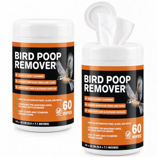 Utadaho Bird Poop Remover Wipes, 2 Pack, 120 Bird Dropping Wipes Total